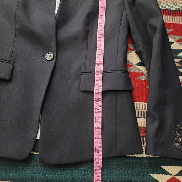 J. Crew Black Wool Flannel Regent Blazer Jacket Sz 6 Single Button B0323 - Picture 10 of 12